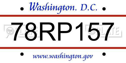 78RP157 District Of Columbia License Plate