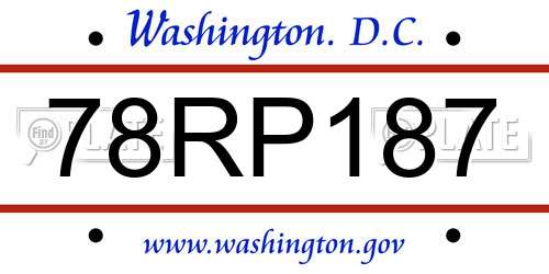 78RP187 District Of Columbia License Plate