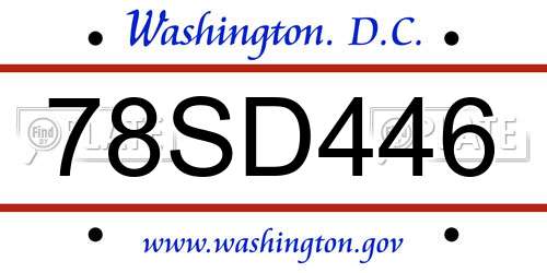 78SD446 District Of Columbia License Plate