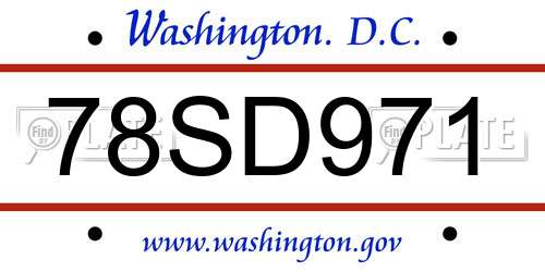 78SD971 District Of Columbia License Plate