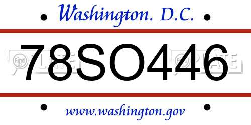 78SO446 District Of Columbia License Plate