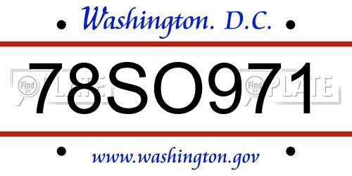 78SO971 District Of Columbia License Plate