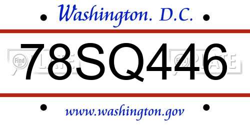 78SQ446 District Of Columbia License Plate