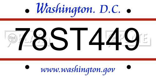 78ST449 District Of Columbia License Plate