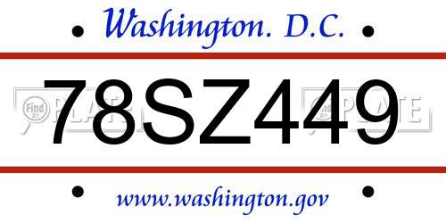 78SZ449 District Of Columbia License Plate