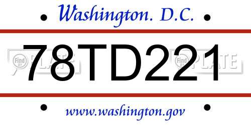 78TD221 District Of Columbia License Plate