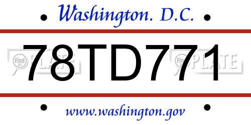 78TD771 District Of Columbia License Plate