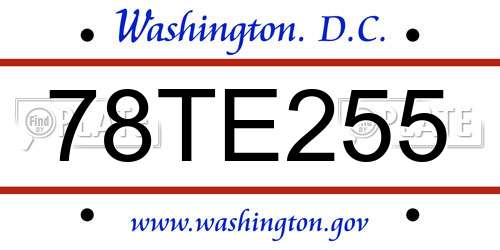 78TE255 District Of Columbia License Plate