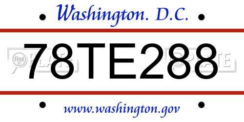 78TE288 District Of Columbia License Plate
