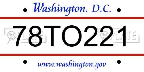 78TO221 District Of Columbia License Plate