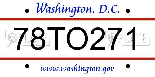 78TO271 District Of Columbia License Plate