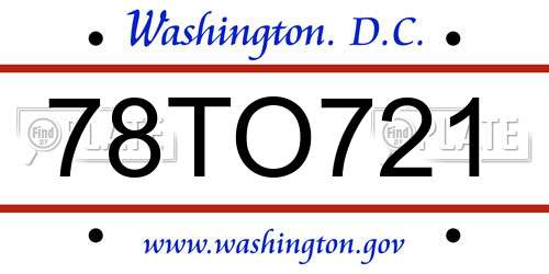 78TO721 District Of Columbia License Plate