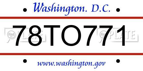 78TO771 District Of Columbia License Plate