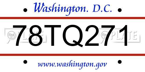 78TQ271 District Of Columbia License Plate