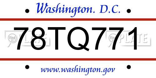 78TQ771 District Of Columbia License Plate