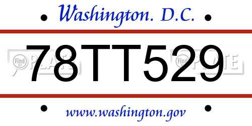 78TT529 District Of Columbia License Plate