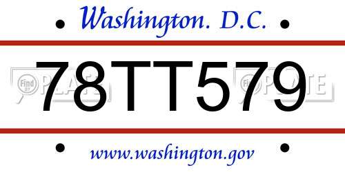 78TT579 District Of Columbia License Plate