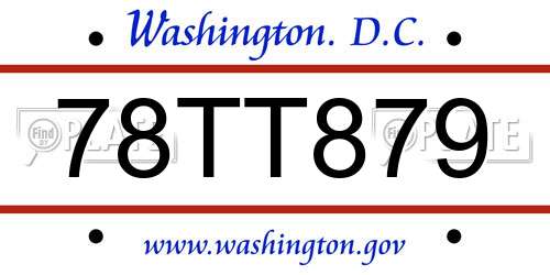 78TT879 District Of Columbia License Plate