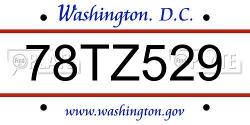 78TZ529 District Of Columbia License Plate