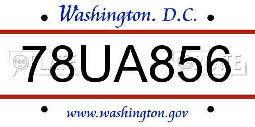 78UA856 District Of Columbia License Plate