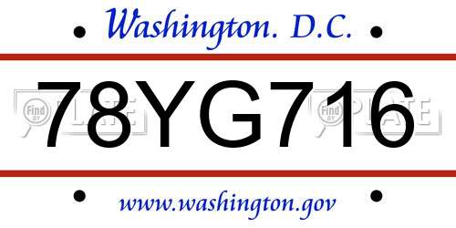 78YG716 District Of Columbia License Plate