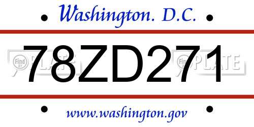 78ZD271 District Of Columbia License Plate