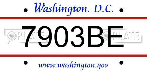 7903BE District Of Columbia License Plate