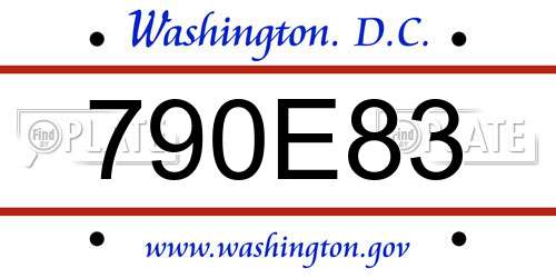 790E83 District Of Columbia License Plate