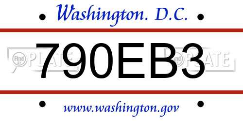 790EB3 District Of Columbia License Plate
