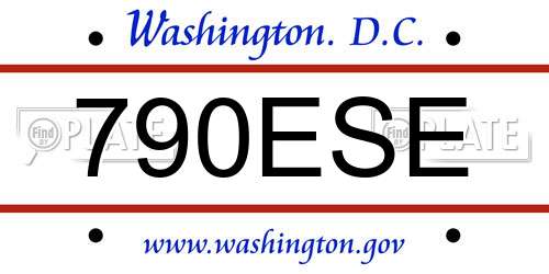 790ESE District Of Columbia License Plate