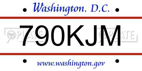790KJM District Of Columbia License Plate