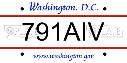 791AIV District Of Columbia License Plate
