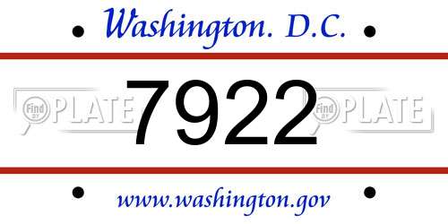7922 District Of Columbia License Plate