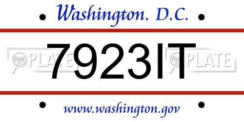 7923IT District Of Columbia License Plate