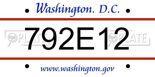 792E12 District Of Columbia License Plate