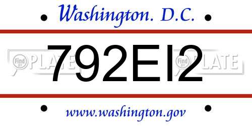 792EI2 District Of Columbia License Plate