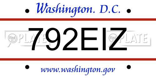 792EIZ District Of Columbia License Plate