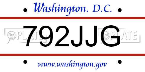 792JJG District Of Columbia License Plate