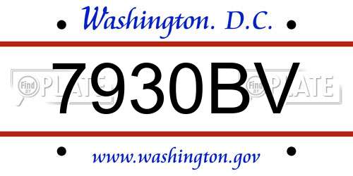 7930BV District Of Columbia License Plate