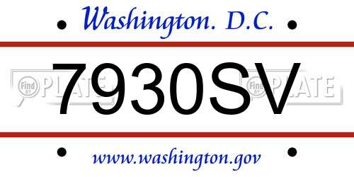 7930SV District Of Columbia License Plate