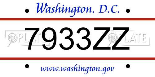 7933ZZ District Of Columbia License Plate