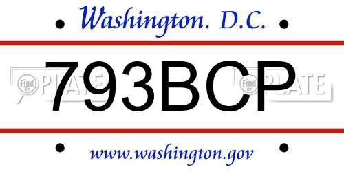 793BCP District Of Columbia License Plate