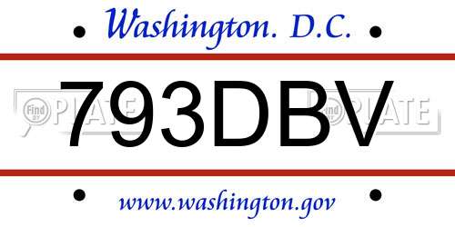 793DBV District Of Columbia License Plate