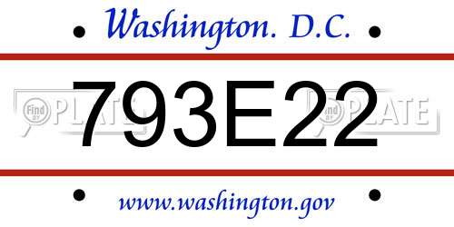793E22 District Of Columbia License Plate