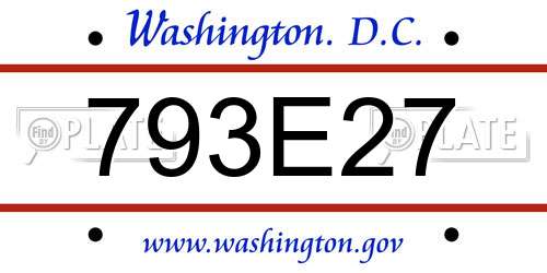 793E27 District Of Columbia License Plate