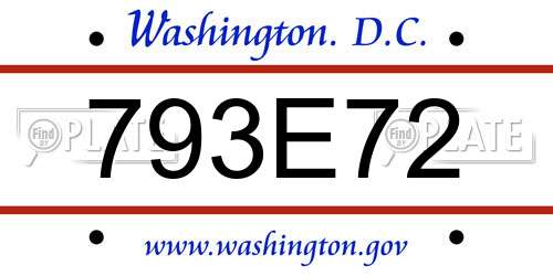 793E72 District Of Columbia License Plate