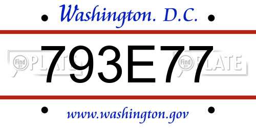 793E77 District Of Columbia License Plate
