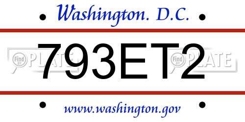 793ET2 District Of Columbia License Plate