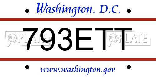 793ETT District Of Columbia License Plate