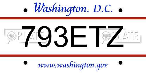 793ETZ District Of Columbia License Plate